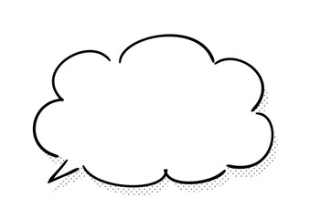 手描き風のふきだし　単品　白塗りドット影付き