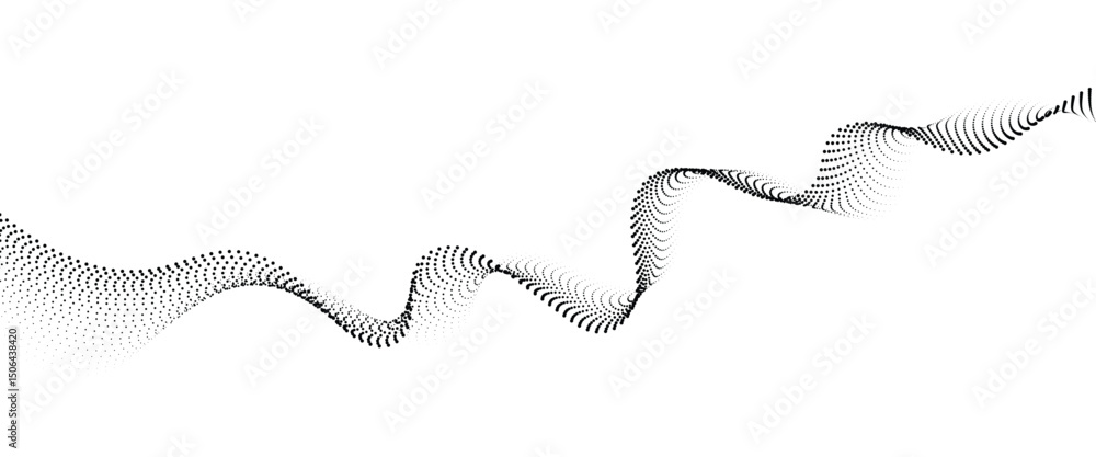 Poster Flowing Dot Wave halftone gradient pattern on transparent background	