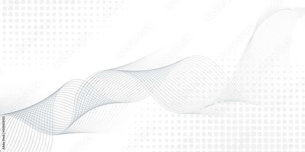 Aufkleber Abstract grey, white smooth element swoosh speed wave modern stream background. Wave lines created using blend tool and dots. abstract frequency sound wave lines and twisted curve lines background.	
