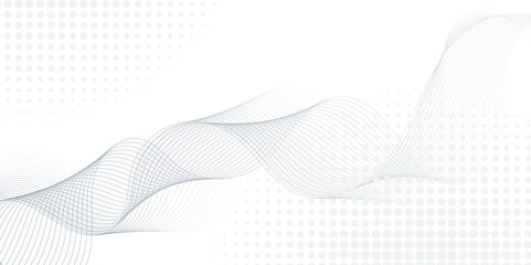 Abstract grey, white smooth element swoosh speed wave modern stream background. Wave lines created using blend tool and dots. abstract frequency sound wave lines and twisted curve lines background.	