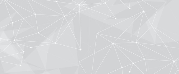 Abstract geometric background with connecting dots and lines with low poly triangle shapes. Polygonal Mesh Background Vector design digital technology concept Global network connection data structure. © Kainat 