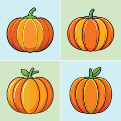 Pumpkin Flat Illustration Simple Autumn and Halloween Vector Design