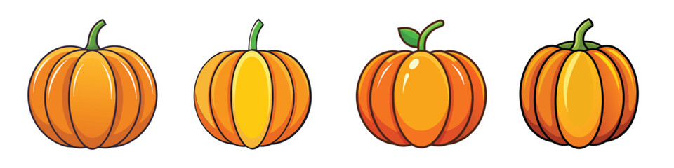 Pumpkin Flat Illustration Simple Autumn and Halloween Vector Design