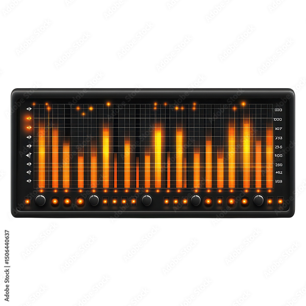 Poster rhythm of innovation an equalizer display pulsing with creativity in a on transparent background