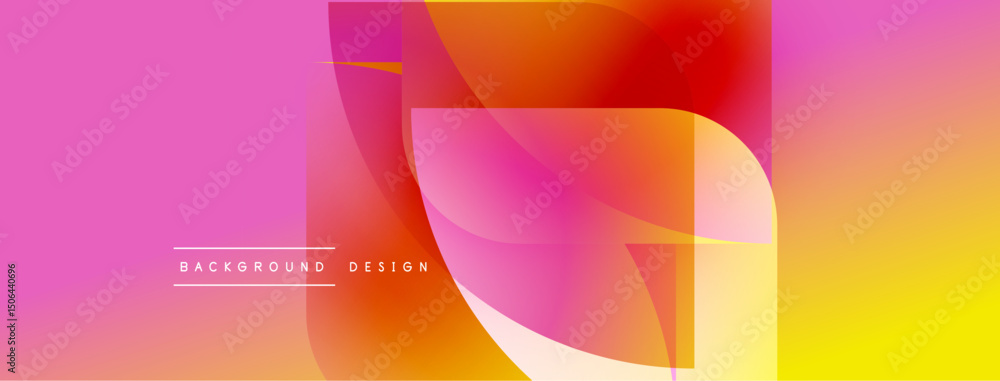Poster abstract fluid shapes blend vibrant pinks, oranges, yellows. modern design evokes energy, movement, 