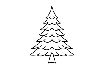 Fototapeta premium Christmas tree line art vector
