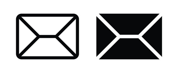 set of Mail icon vector, Mail, message, envelope, newsletter icon isolated on white background. 郵便, メールアイコン,	
