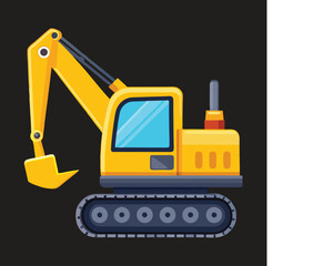 Excavator vector art illustration.