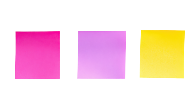 Three vibrant squares, pink, lavender, and yellow, with glitched, multicolored borders against a black background