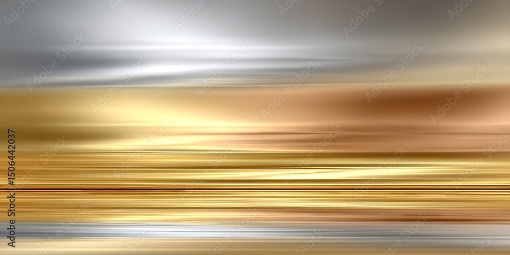Poster layered abstract composition with brushed gold and copper metallic textures and soft gradient backgr