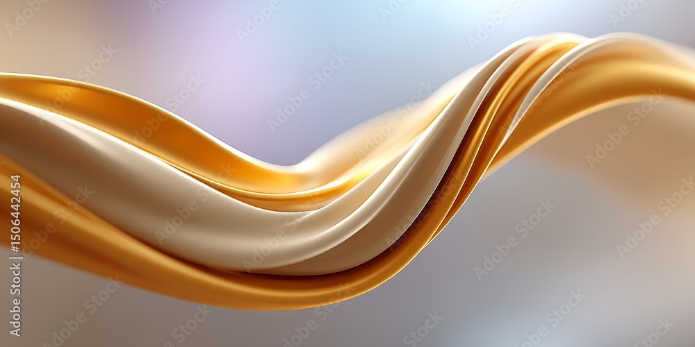 Poster layered abstract composition with brushed gold and copper metallic textures and soft gradient backgr