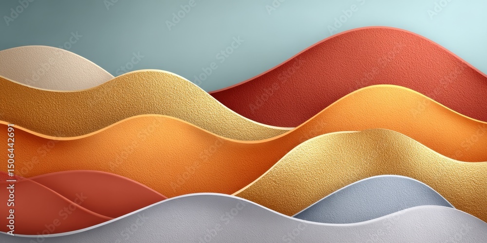Poster layered abstract composition with brushed gold and copper metallic textures and soft gradient backgr