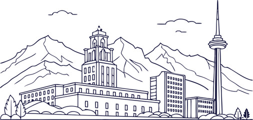 Obraz premium Aurora Skyline One-Line Drawing