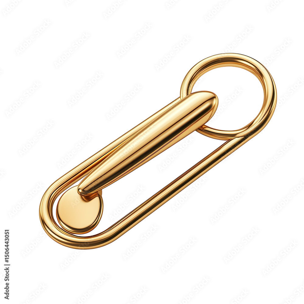 Poster elegant gold clip symbolizing connection and security in modern design on transparent background