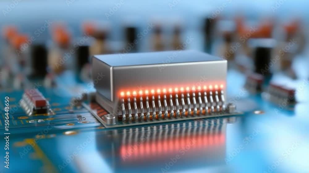 Aufkleber electronic component spotlight: intricate electronic component featuring a cluster of integrated cir