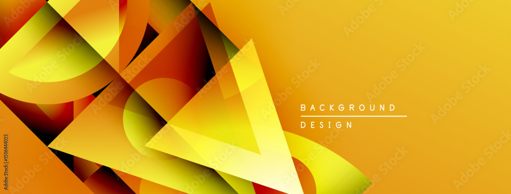 Poster abstract geometric shapes, vibrant orange, yellow hues. dynamic composition creates modern backgroun