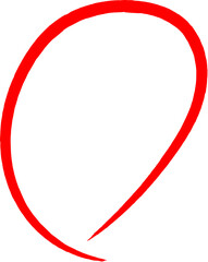 筆で描かれた赤丸型の線が印象的なミニマル構成  