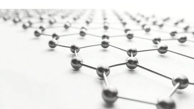 Abstract metal network with perspective view for backgrounds. The grid of interconnected spheres and line segments fades into distance