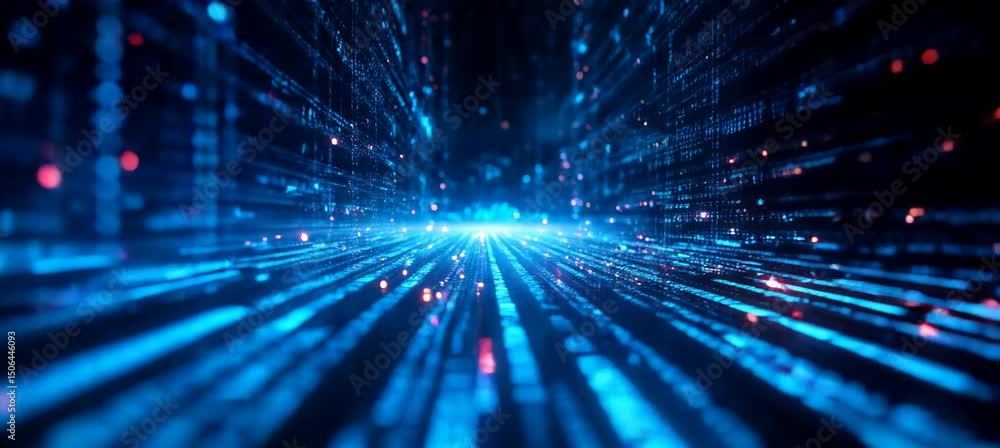 Leinwandbilder matrix cyberspace travel with data flow. virtual digital space portal. generative video ai technolog