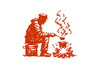  Campfire sketch hand drawn vector illustration