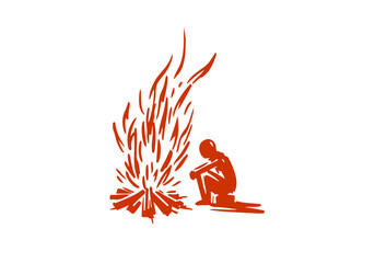  Campfire sketch hand drawn vector illustration