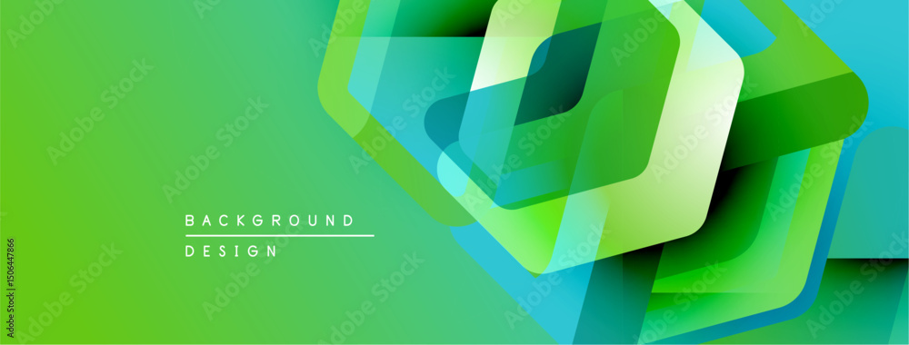 Leinwandbilder abstract geometric design. vibrant green, blue hues create dynamic layered effect. modern background