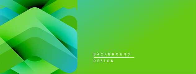 Fototapeta na wymiar Abstract geometric shapes overlap, creating vibrant green gradient background. Modern design element for digital projects.