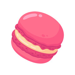 Colorful Pink Macaron Illustration on White Background for Confectionery and Dessert Themes