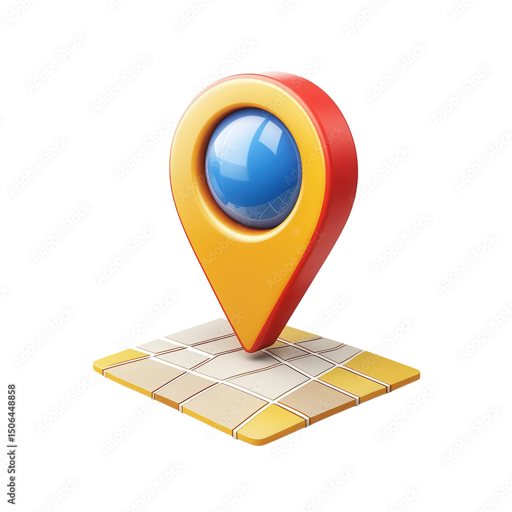 Poster 3d location pin highlighting global connection with digital map data on on transparent background