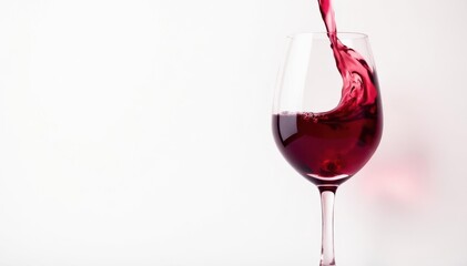 Rich red wine, swirling in a glass against pristine white , texture, winery