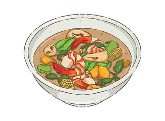 Thai food Asian food illustration gang leang