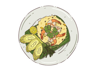 thai food Asian food fried rice illustration