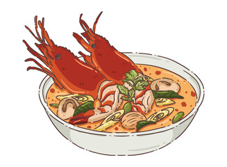 thai food tomyumkung illustration