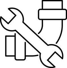 Broken Pipes Simple Illustration Drawn with Thin Line