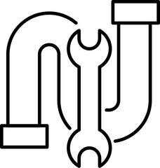 Broken Pipes Symbol Drawn with Thin Line