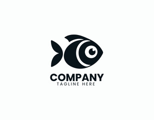 Obraz premium Simple Generic Fish Illustration with Round Eyes Vector Logo Design