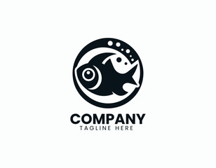 Simple Generic Fish Illustration with Round Eyes Vector Logo Design