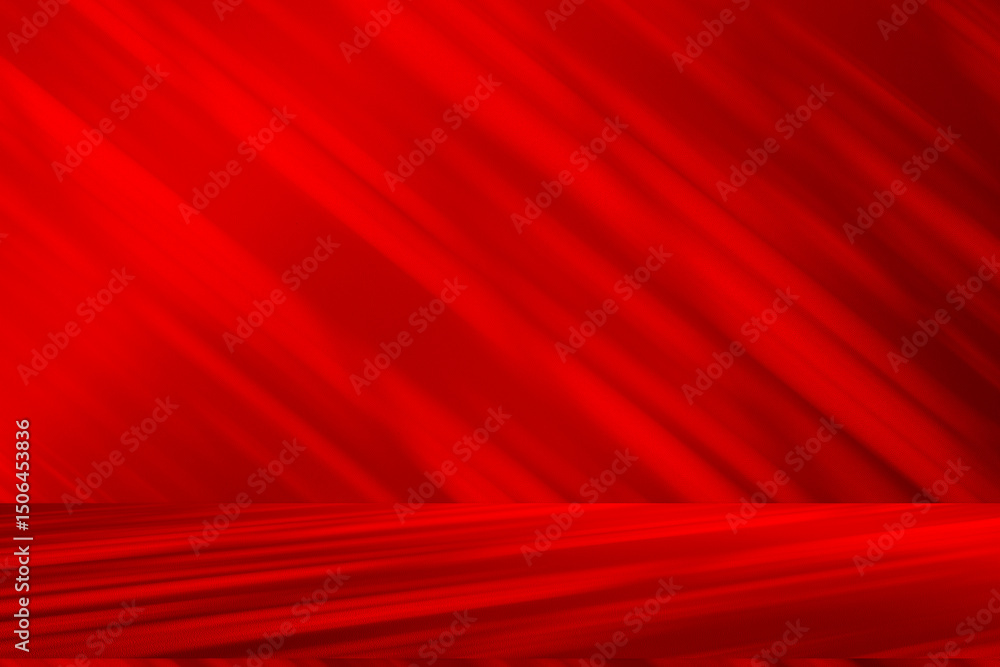 Fototapete wall interior background, studio and backdrops show products.with shadow from window color red backg