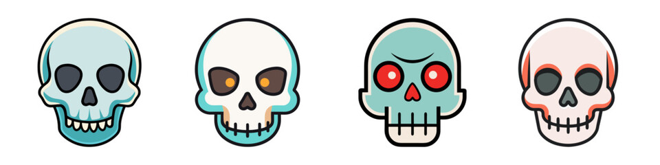 Skull Flat Illustration – Simple Cartoon Vector in Flat Style
