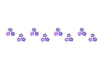 紫グラデーションの梅の花の装飾線　
