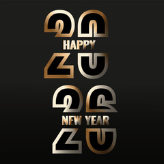 Luxury 2026 Happy New Year greeting text isolated black backgorund. Perfect gold 2026 New Year vector number for calendar poster banner cover template design. EPS 10