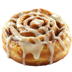 Delicious cinnamon roll with sweet icing dessert pastry breakfast food isolated on transparent  background png