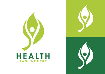 healthy logo vector. healthy logo design. vector logo design combination of human with green leaves