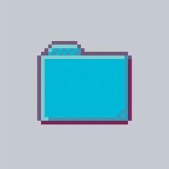 blue folder sign in pixel art style with isolated background