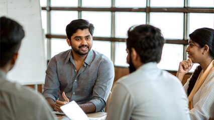 Fototapeta premium Mixed Ethnicity Professionals with Indian Manager in Office Planning Session 