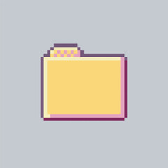 yellow file folder sign in pixel art style with isolated background
