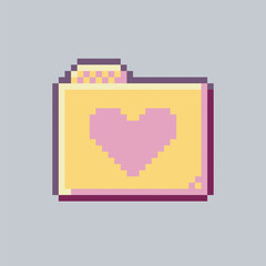 folder with love sign in pixel art style with isolated background