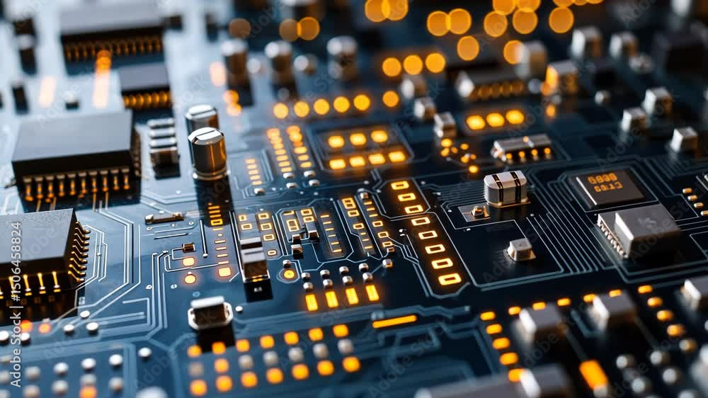 Poster digital circuit: binary code tech background