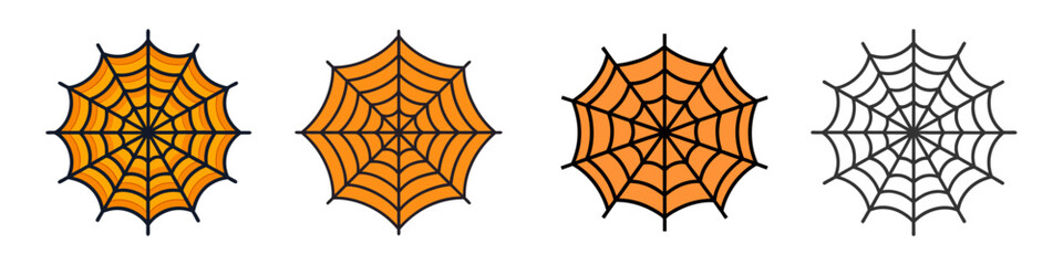 Fototapeta premium Spider Web Flat Illustration Simple Halloween Vector in Flat Style