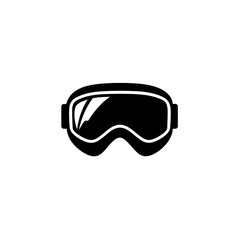 Flat ski goggles vector icon with wide lens for winter sport safety and equipment design